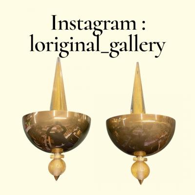 Andr Arbus 1960s Brass and Murano glass sconces by Andr Arbus