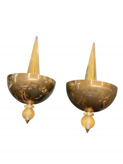 Andr Arbus 1960s Brass and Murano glass sconces by Andr Arbus