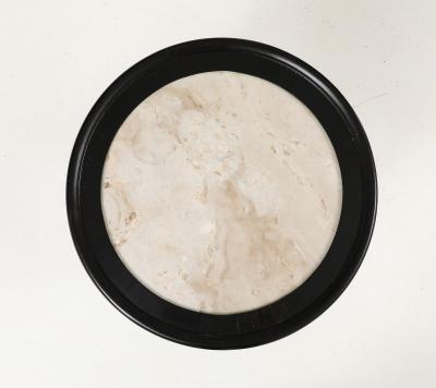Andr Arbus A great Pair of Black Lacquer Marble Top Circular Side Tables