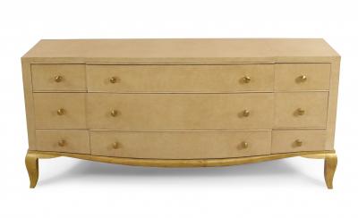 Andr Arbus Andr Arbus French Mid Century Parchment Veneer 9 Drawer Chest