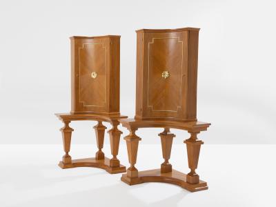 Andr Arbus Andr Arbus attr pair of corner cabinets oak veneer and bronze 1940s