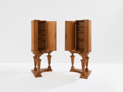 Andr Arbus Andr Arbus attr pair of corner cabinets oak veneer and bronze 1940s