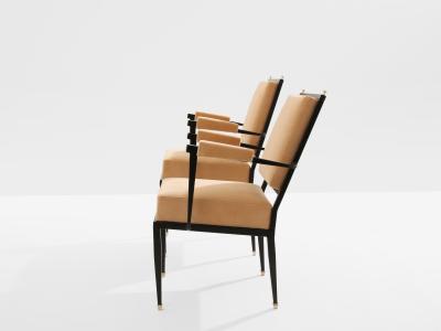 Andr Arbus Andr Arbus attr two metal bronze velvet neoclassical armchairs 1940s