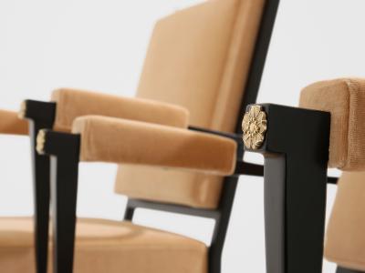 Andr Arbus Andr Arbus attr two metal bronze velvet neoclassical armchairs 1940s