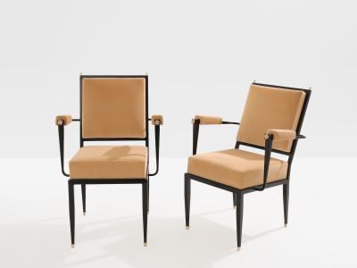 Andr Arbus Andr Arbus attr two metal bronze velvet neoclassical armchairs 1940s