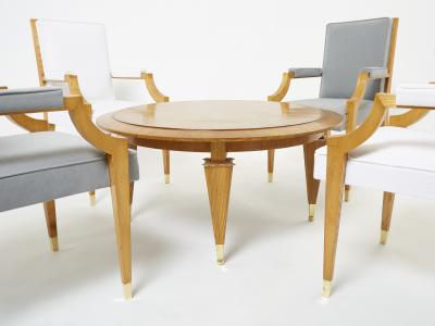 Andr Arbus Andr Arbus living set ash wood four armchairs coffee table 1940s