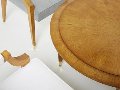 Andr Arbus Andr Arbus living set ash wood four armchairs coffee table 1940s