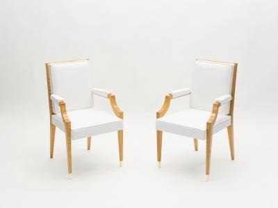 Andr Arbus Andr Arbus living set ash wood four armchairs coffee table 1940s
