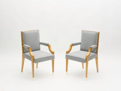 Andr Arbus Andr Arbus living set ash wood four armchairs coffee table 1940s