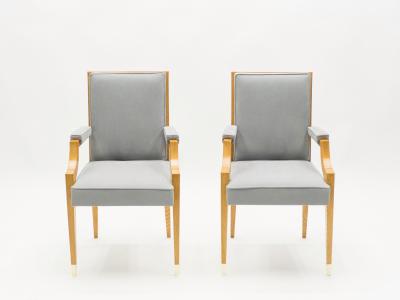 Andr Arbus Andr Arbus pair of ash wood neoclassical armchairs 1940s