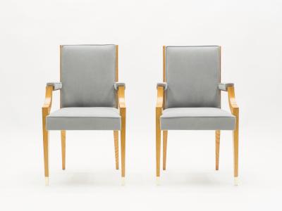 Andr Arbus Andr Arbus pair of ash wood neoclassical armchairs 1940s