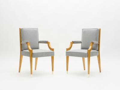Andr Arbus Andr Arbus pair of ash wood neoclassical armchairs 1940s