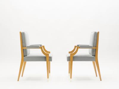 Andr Arbus Andr Arbus pair of ash wood neoclassical armchairs 1940s