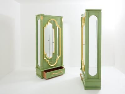 Andr Arbus Andr Arbus pair of celadon green lacquered wardrobes gilt brass 1930