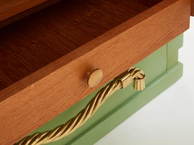 Andr Arbus Andr Arbus pair of celadon green lacquered wardrobes gilt brass 1930