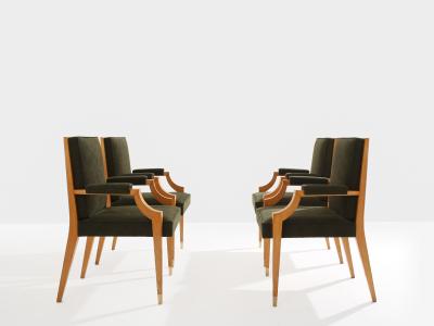 Andr Arbus Andr Arbus set of four ash wood neoclassical armchairs 1940s