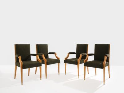 Andr Arbus Andr Arbus set of four ash wood neoclassical armchairs 1940s