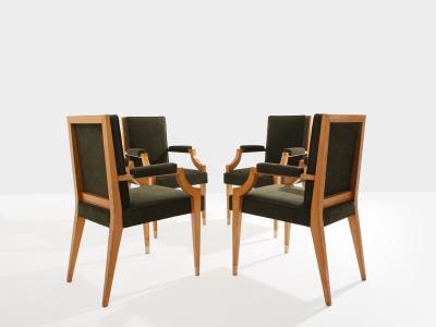 Andr Arbus Andr Arbus set of four ash wood neoclassical armchairs 1940s