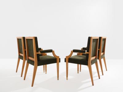 Andr Arbus Andr Arbus set of four ash wood neoclassical armchairs 1940s
