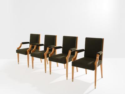 Andr Arbus Andr Arbus set of four ash wood neoclassical armchairs 1940s