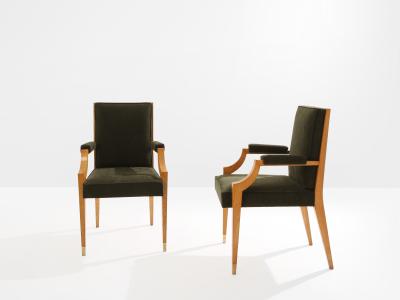 Andr Arbus Andr Arbus set of four ash wood neoclassical armchairs 1940s