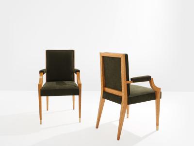 Andr Arbus Andr Arbus set of four ash wood neoclassical armchairs 1940s