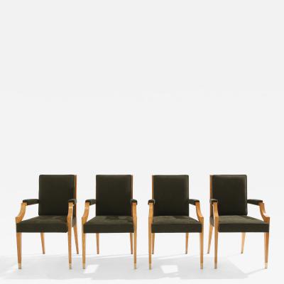 Andr Arbus Andr Arbus set of four ash wood neoclassical armchairs 1940s