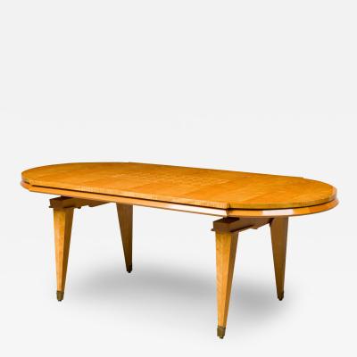 Andr Arbus Andre Arbus French Mid Century Sycamore Inlaid and Veneered Dining Table