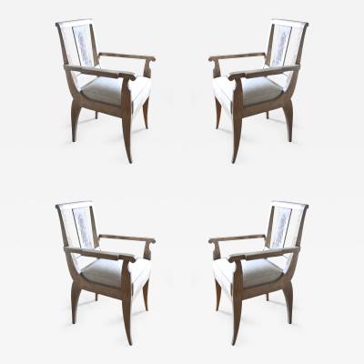 Andr Arbus Andre Arbus Set of 4 Cerused Oak Armchairs