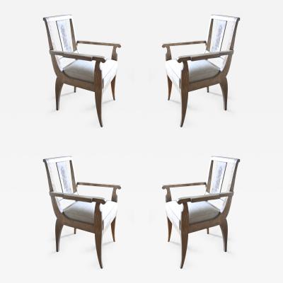 Andr Arbus Andre Arbus Set of 4 Cerused Oak Armchairs