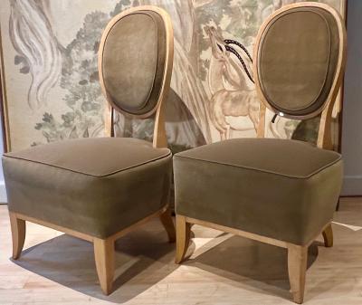 Andr Arbus Andre Arbus documented pair of refined sycamore slipper chairs