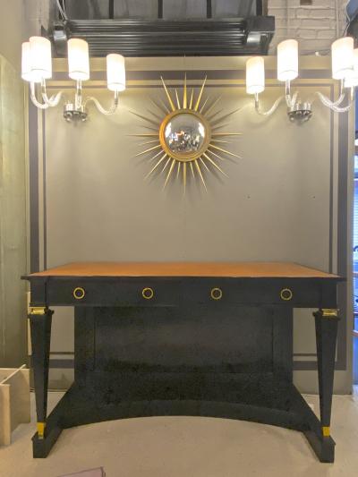 Andr Arbus Andre Arbus exceptional long blackened wood and gold bronze accent console