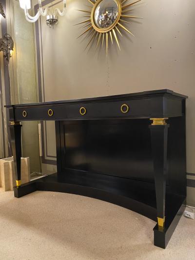 Andr Arbus Andre Arbus exceptional long blackened wood and gold bronze accent console