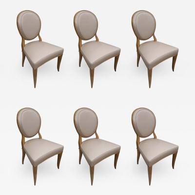 Andr Arbus Andre Arbus exceptionnel rare set of 6 sycamore dinning chairs fully restored