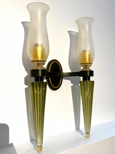 Andr Arbus Andre Arbus for Veronese chicest murano corroso glass pair of sconces