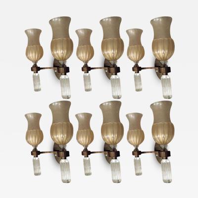 Andr Arbus Andre Arbus for Veronese exceptional set of 6 Murano sconces