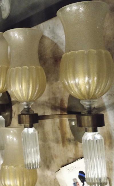 Andr Arbus Andre Arbus for Veronese pair of Murano glass coroso sconces