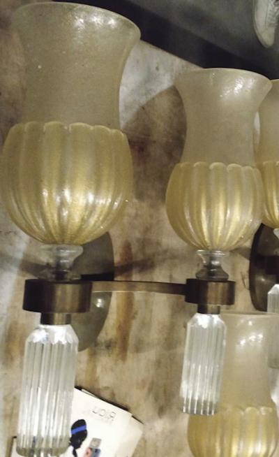 Andr Arbus Andre Arbus for Veronese pair of Murano glass coroso sconces
