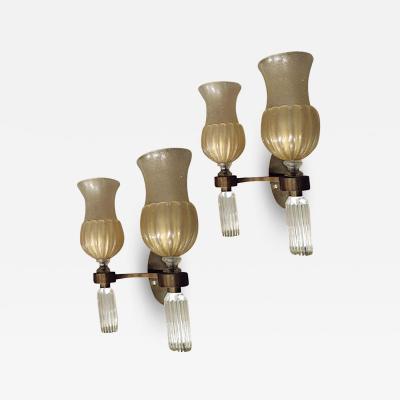 Andr Arbus Andre Arbus for Veronese pair of Murano glass coroso sconces