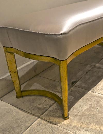 Andr Arbus Andre Arbus long curved refined bench with gold leaf metal base
