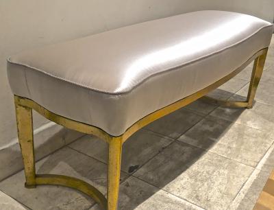 Andr Arbus Andre Arbus long curved refined bench with gold leaf metal base