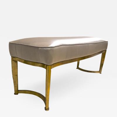 Andr Arbus Andre Arbus long curved refined bench with gold leaf metal base