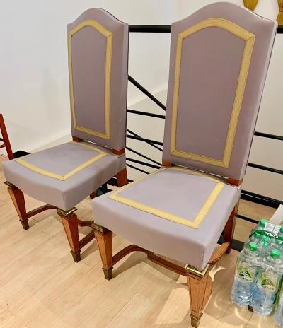 Andr Arbus Andre Arbus pair of dinning or side chairs with metal gold end leg