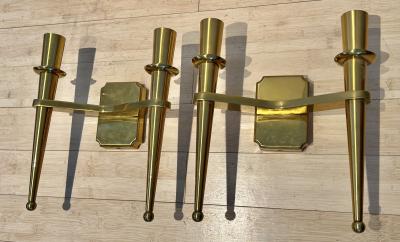 Andr Arbus Andre Arbus style New classical gold solid bronze pair of sconces
