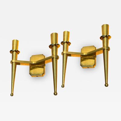 Andr Arbus Andre Arbus style New classical gold solid bronze pair of sconces