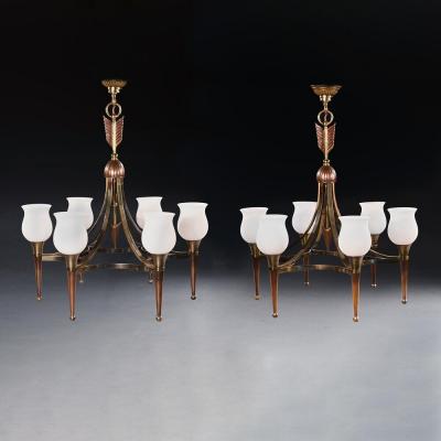 Andr Arbus FINE PAIR OF MAISON JANSEN MID CENTURY CHANDELIERS