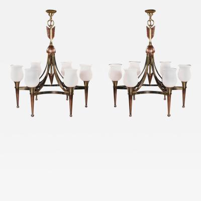 Andr Arbus FINE PAIR OF MAISON JANSEN MID CENTURY CHANDELIERS