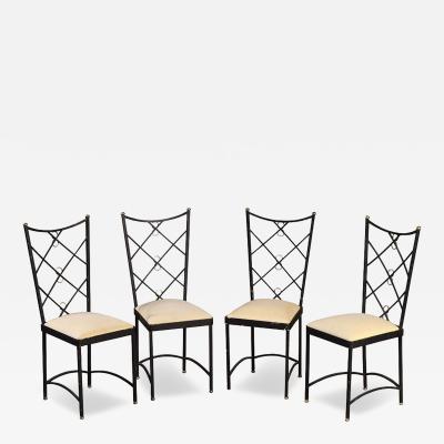 Andr Arbus Four French wrought iron and brass chairs in the manner of Andre Arbus C 1950 