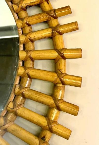 Andr Arbus French Mid Century Modern Neoclassical Bamboo and Rattan Sunburst Mirror Arbus