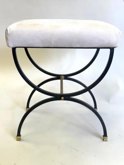 Andr Arbus French Mid Century Modern Neoclassical Wrought Iron Bench Stool Andre Arbus